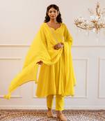 Yellow yoke Kurta suit set