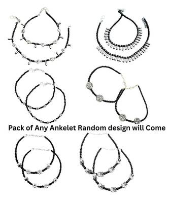 Black beads nazariya anklet combo pack will come with unique surprising gift for women (combo pack of 5) 2