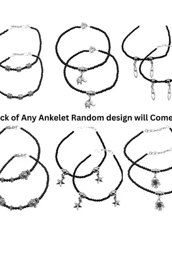 Black beads nazariya anklet combo pack will come with unique surprising gift for women (combo pack of 5)