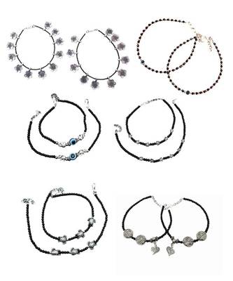 Black beads nazariya anklet combo pack will come with unique surprising gift for women (combo pack of 15) 1