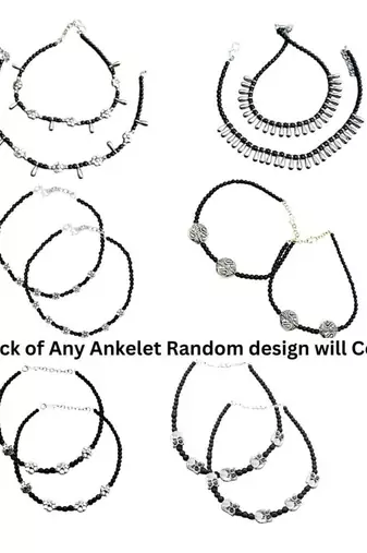 Black beads nazariya anklet combo pack will come with unique surprising gift for women (combo pack of 15)