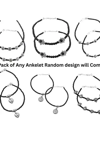 Black beads nazariya anklet combo pack will come with unique surprising gift for women (combo pack of 15)