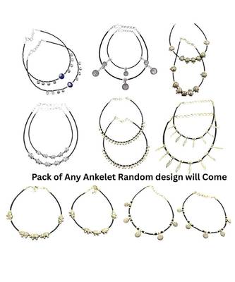 Black oxidised bead anklet gifts random combo pack will come with stylish fashion anklet for women (pair of 2) 2