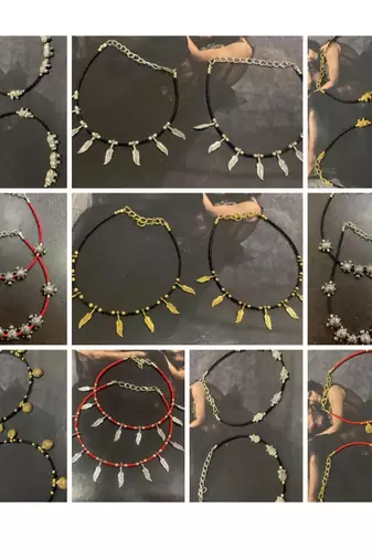 Black oxidised bead anklet gifts random combo pack will come with stylish fashion anklet for women (pair of 2)