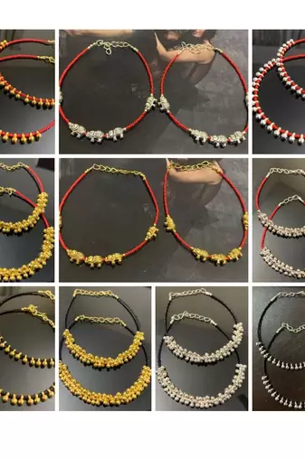 Black oxidised bead anklet gifts random combo pack will come with stylish fashion anklet for women (pair of 5)