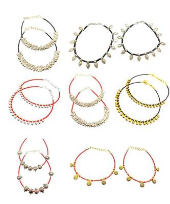 Black oxidised bead anklet gifts random combo pack will come with stylish fashion anklet for women (pair of 15) 1