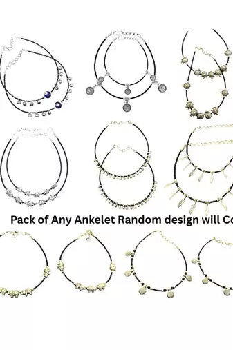 Black oxidised bead anklet gifts random combo pack will come with stylish fashion anklet for women (pair of 20)