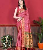 Pink Paithani Silk blend Printed Saree 