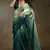 ready to wear green satin silk saree with matching blouse piece