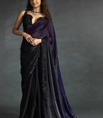 Purple Ready To Wear Pre Stitched Satin Silk Saree