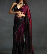 Magenta Ready To Wear Pre Stitched Satin Silk Saree