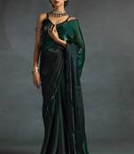 ready to wear green satin silk saree