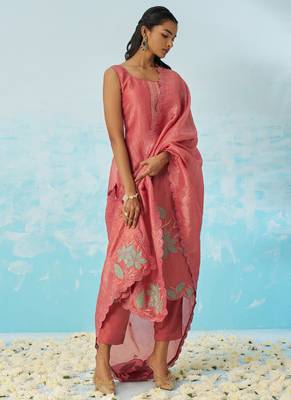 Blush red silk embroidered deigner salwar suuit 3