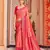 Pink Banarasi Style Soft Silk blend Zari Border & Threads work Saree With Blouse