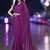 magenta georgette sequins work saree with unstitched blouse piece