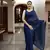 blue georgette sequins saree with unstitched blouse piece