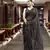 brown georgette sequins saree with unstitched blouse piece