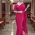 magenta georgette sequins  saree with unstitched blouse piece