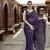 purple georgette sequins saree with unstitched blouse piece