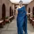 teal georgette sequins saree with unstitched blouse piece