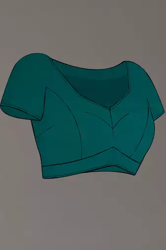 teal georgette sequins saree with unstitched blouse piece