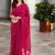 magenta georgette sequins saree with unstitched blouse piece