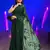 green georgette sequins work saree with unstitched blouse piece