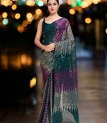 multi georgette sequins saree with unstitched blouse