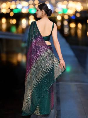 multi georgette sequins saree with unstitched blouse 2