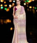 rani georgette sequins saree with unstitched blouse