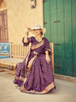 Wine Elegant Cotton Blend Festive Wear Saree With Blouse 5