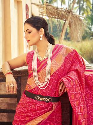 Pink Elegant Cotton Blend Festive Wear Saree With Blouse 5