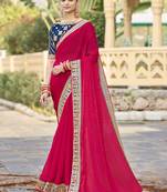 Red georgette embroidered wedding wear saree