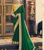 Green georgette embroidered wedding wear saree