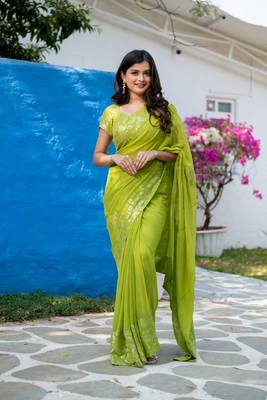 ready to wear fresh green multicolor sequin saree 2