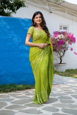 ready to wear fresh green multicolor sequin saree 3