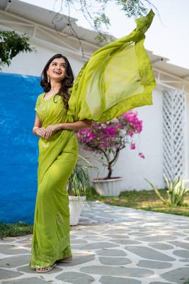 ready to wear fresh green multicolor sequin saree 5