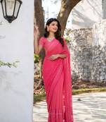 Rose pink sequin saree