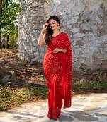 Red heavy sequin saree
