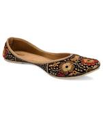 Black thread work  flats