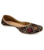 Black thread work flats