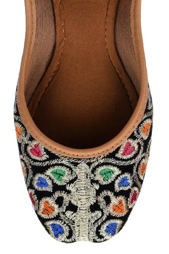 Black multicolor floral flats