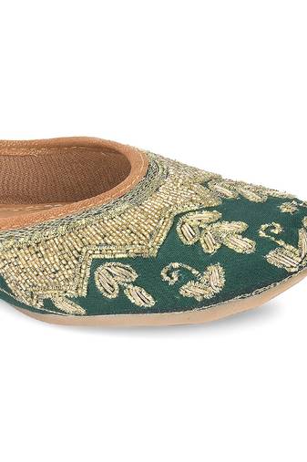 green dabka work flats