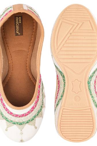 White zari work flats