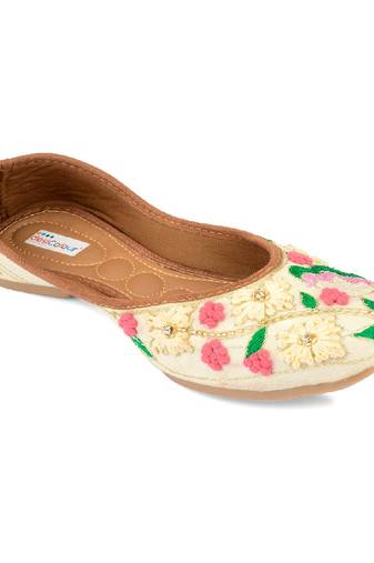 multicolor colour thread work flats