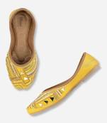 Yellow mirror embroidered flats