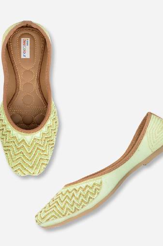 Sea green zigzag flats