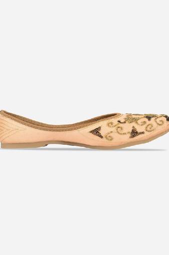 Peach gold embroidered flats