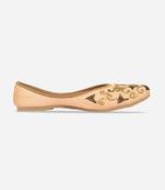 Peach gold embroidered flats