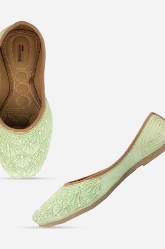 Sea green pearl web flats